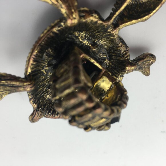 VTG Sea Turtle Ring Stretch Band Pink Purple Rhinestones Gold Tone Metal 2.5" - Picture 10 of 13